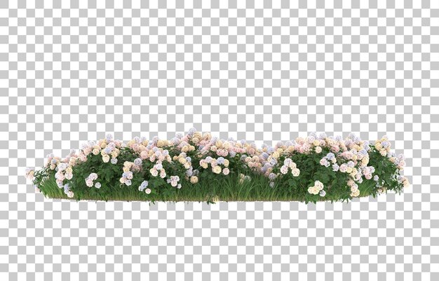 Blumenfeld auf transparentem Hintergrund. 3D-Rendering - Abbildung