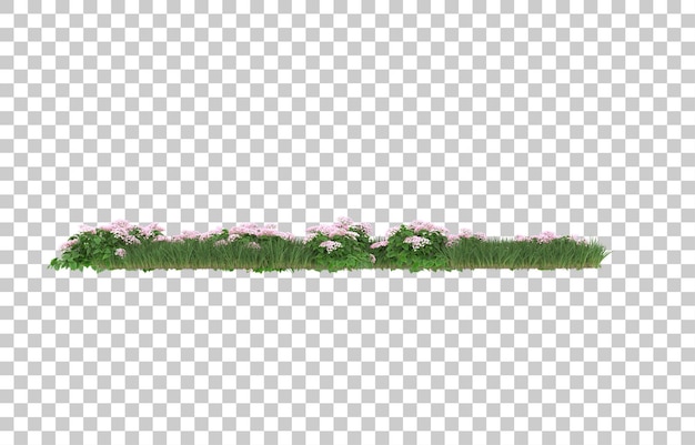 Blumenfeld auf transparentem Hintergrund. 3D-Rendering - Abbildung