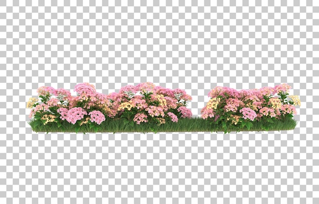 Blumenfeld auf transparentem Hintergrund. 3D-Rendering - Abbildung