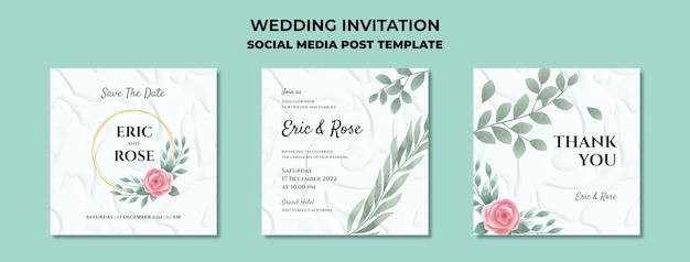 Blumenhochzeitseinladungs-Social-Media-Beitragsvorlage