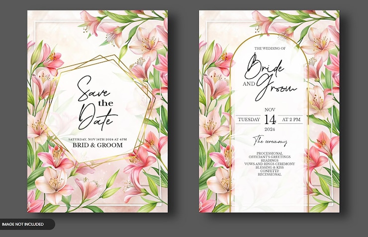 PSD blumenhochzeitseinladungsschablonenkartendesign