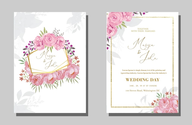 Blumenhochzeitseinladungsvorlage Premium
