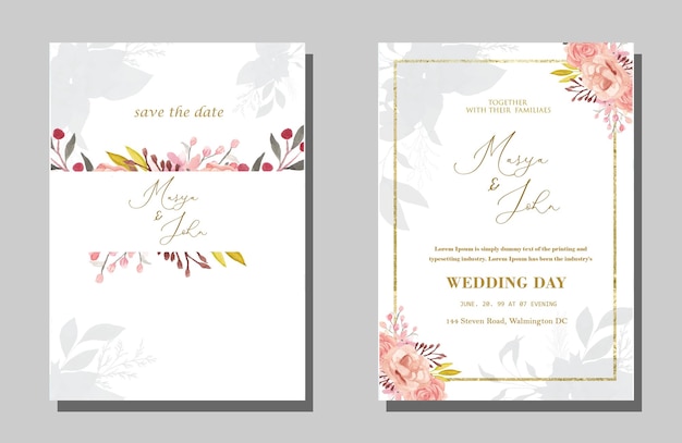 Blumenhochzeitseinladungsvorlage Premium