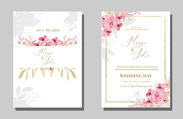 Blumenhochzeitseinladungsvorlage Premium