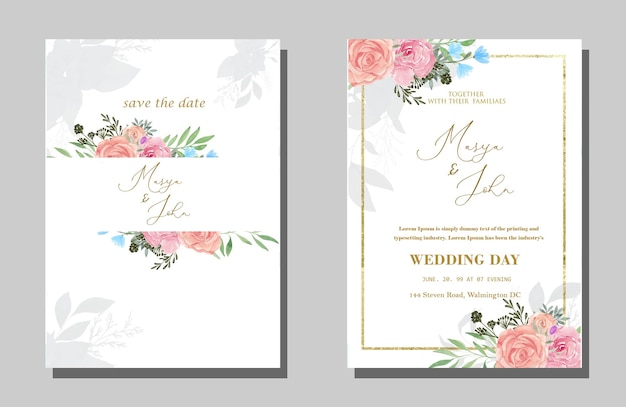 Blumenhochzeitseinladungsvorlage Premium
