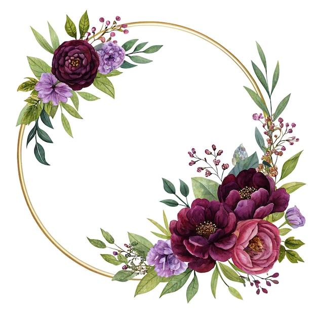 Blumenkrans mit Burgund-Wasserfarbe