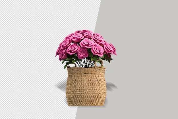 Blumenpflanze in Vase in 3D-Rendering isoliert