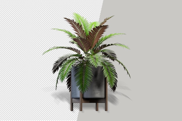 Blumenpflanze in vase in 3d-rendering isoliert