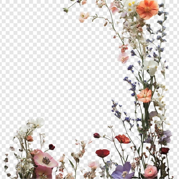 Blumenrahmen Eine zarte Anordnung aus getrockneten Blumen