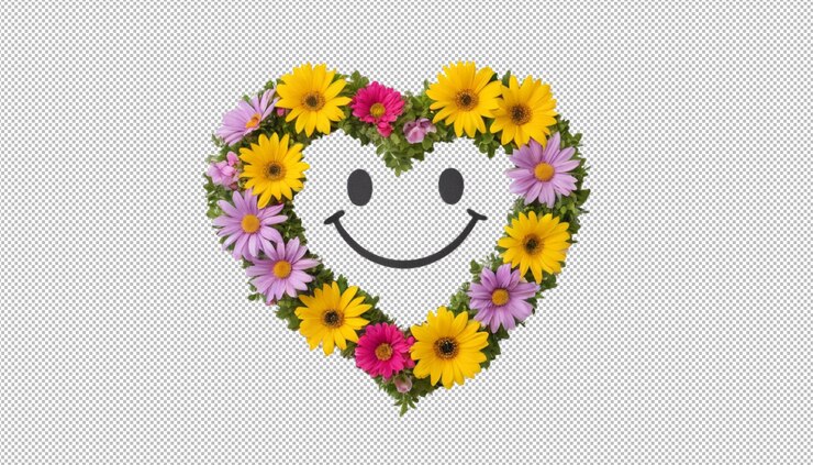 PSD blumenstrauss avec herz et smiley gluck