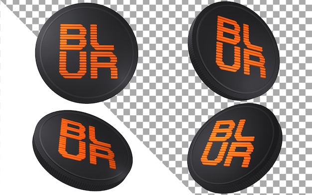 PSD blur 3d render ilustración moneda oscura token criptomoneda logo icono