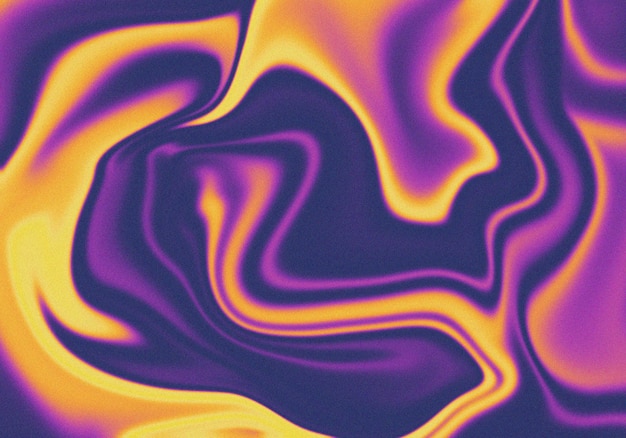 Blur amarelo retro roxo líquido ondulado fundo de mármore gradiente com ruído liquefeito textura granulada