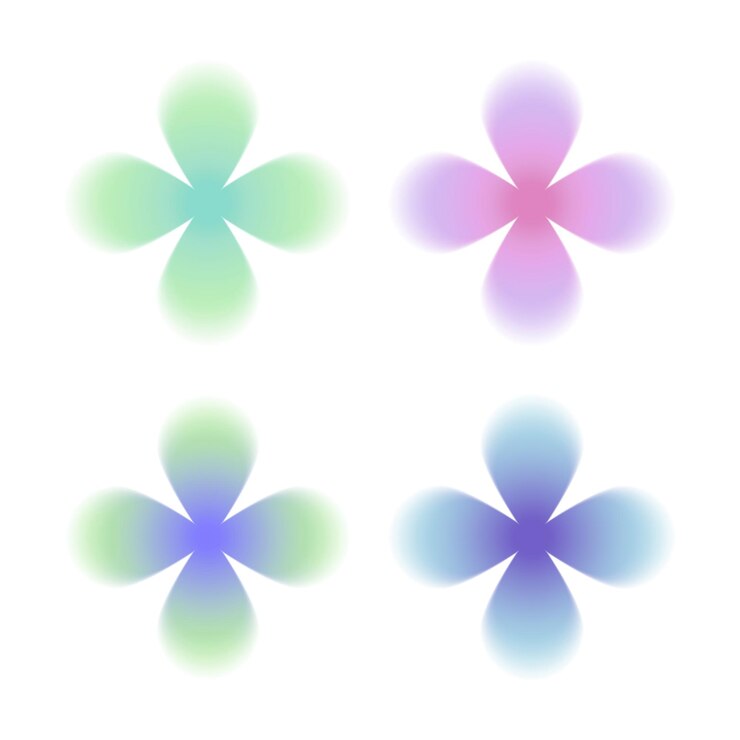 PSD blurry gradient floral elements
