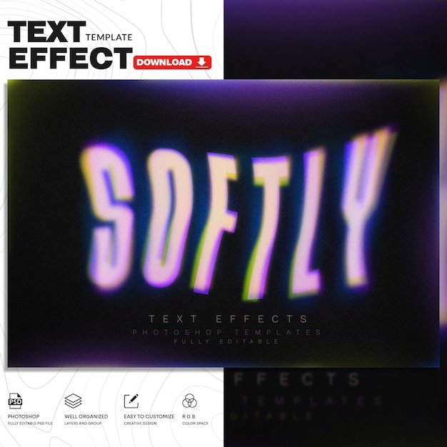 Blurry Gradient Text Effect PSD Template