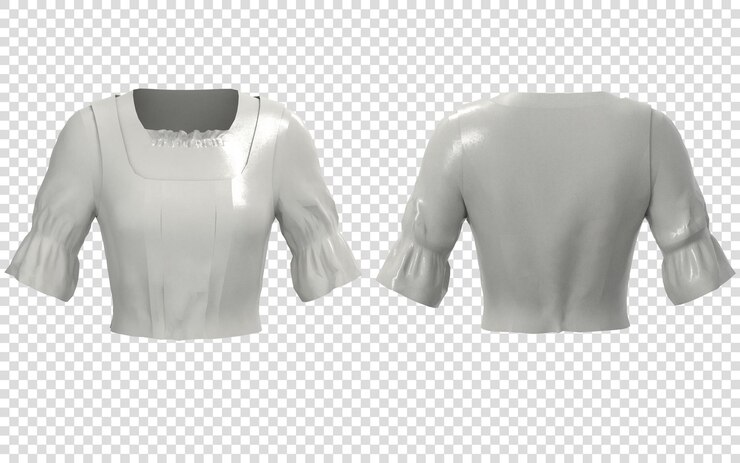 PSD blusa branca com decollete quadrado, mangas de puff e ruffles