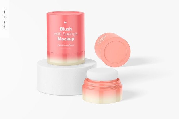 Blushes avec éponge maquette, ouvert et fermé