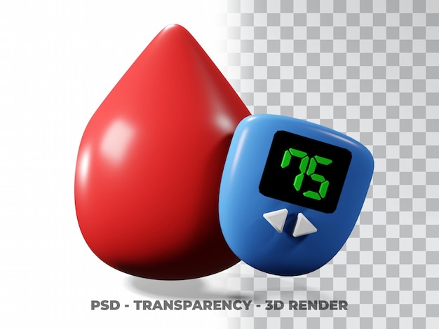 PSD bluttropfen illustration weltdiabetestag, blutspendertag 3d-modellierung mit transparenzhintergrund