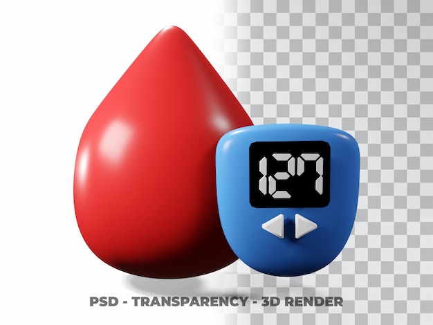 PSD bluttropfen illustration weltdiabetestag, blutspendertag 3d-modellierung mit transparenzhintergrund