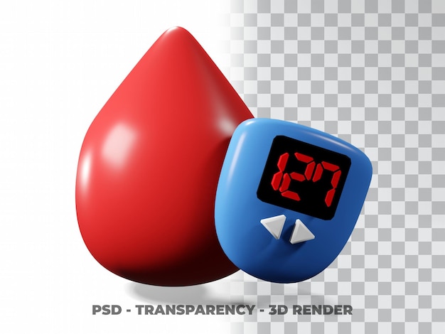 PSD bluttropfen illustration weltdiabetestag, blutspendertag 3d-modellierung mit transparenzhintergrund