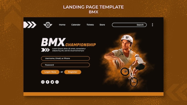 PSD bmx-landingpage-vorlage mit foto