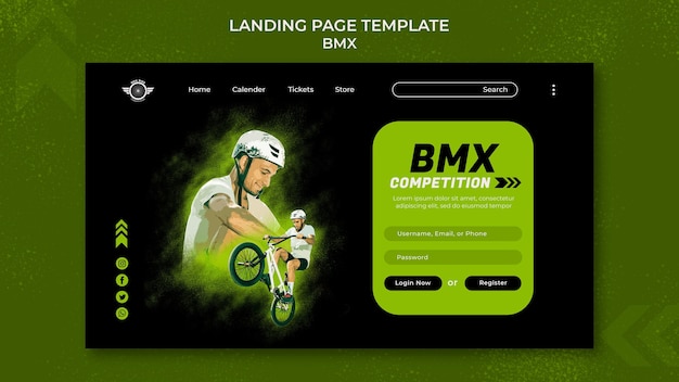 PSD bmx-landingpage-vorlage mit foto