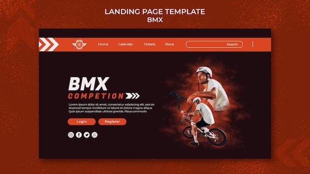 PSD bmx-landingpage-vorlage mit foto