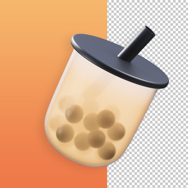 boba leche 3d comida ilustración