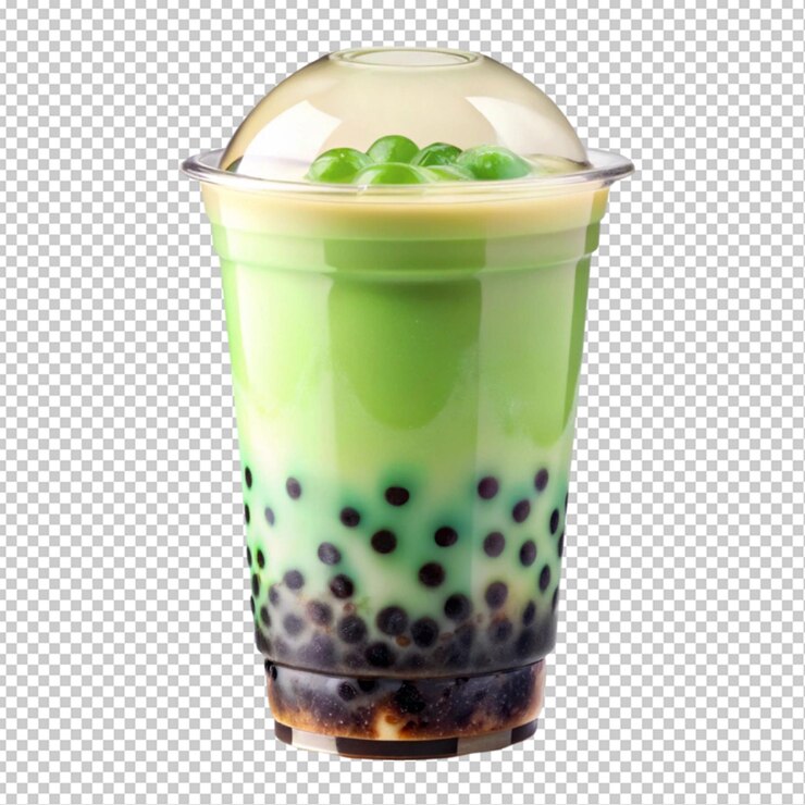 Boba o perle di tapioca è il tè al latte a bolle di Taiwan sullo sfondo trasparente