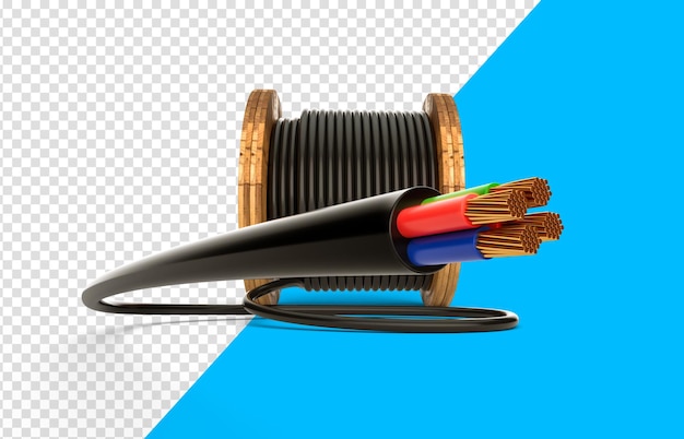 Bobine de câble Tambour de câble Enrouleur de tuyau industriel fil électrique en cuivre illustration 3d