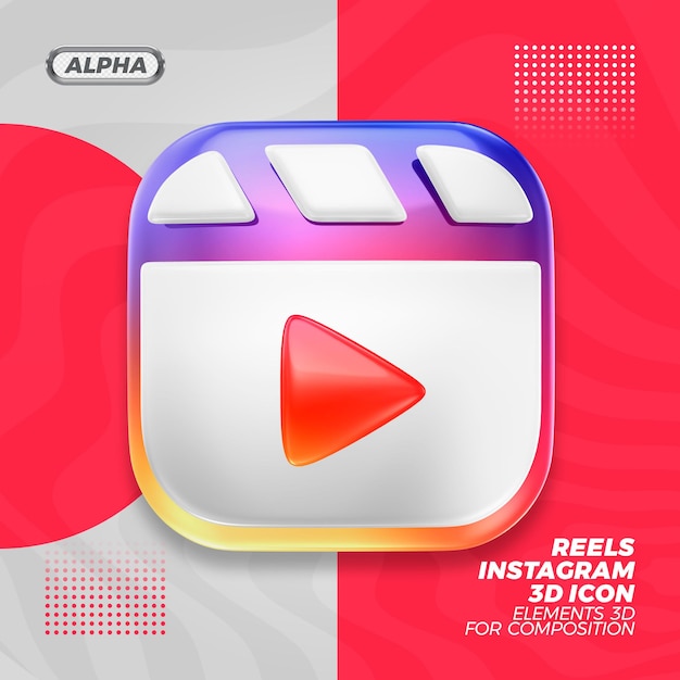 Bobine Instagram rendering icona 3d rendering