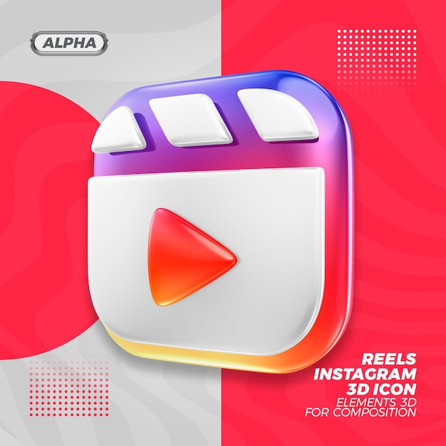 Bobine Instagram rendering icona 3d rendering