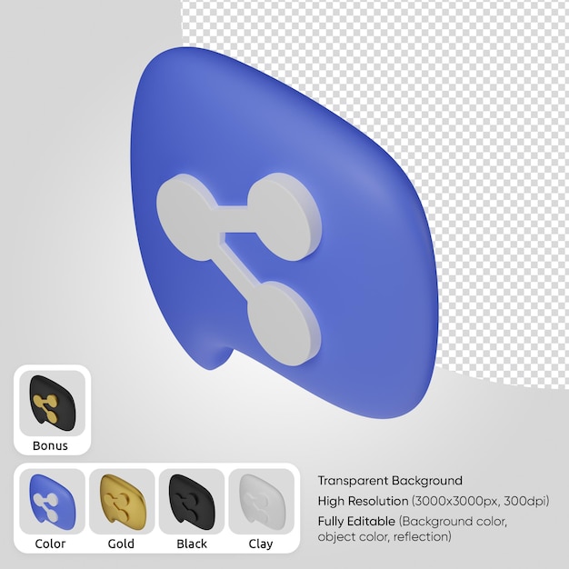 PSD bocadillo de diálogo 3d con compartir