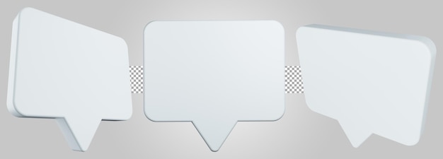 Bocadillo de diálogo en blanco blanco sobre fondo transparente. Ilustración 3D