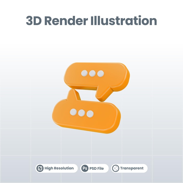 Bocadillo de diálogo cuadro 3d botón de chat mensaje globo de conversación en estilo de representación hablar icono 3d