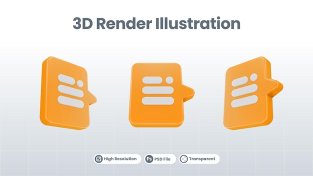 Bocadillo de diálogo cuadro 3d botón de chat mensaje globo de conversación en estilo de representación hablar icono 3d
