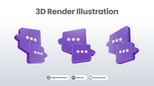 Bocadillo de diálogo cuadro 3d botón de chat mensaje globo de conversación en estilo de representación hablar icono 3d
