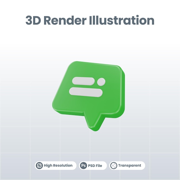 Bocadillo de diálogo icono 3d concepto de mensaje bocadillo de diálogo realista con puntos para el cuadro de mensaje de chat