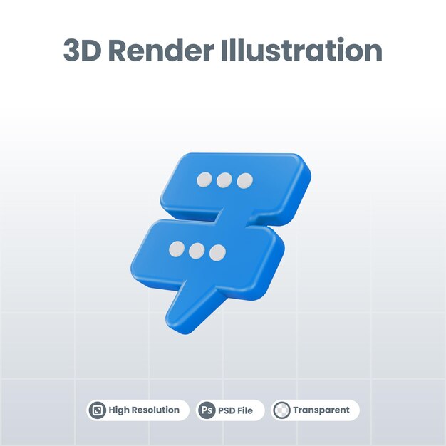 Bocadillo de diálogo icono 3d concepto de mensaje bocadillo de diálogo realista con puntos para el cuadro de mensaje de chat