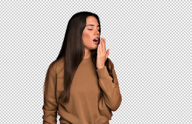bocejando preguiçosamente no início da manhã acordando e parecendo com sono cansado e entediado