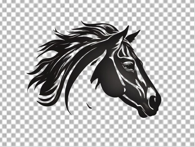 PSD boceto de cabeza de caballo en un logotipo transparente