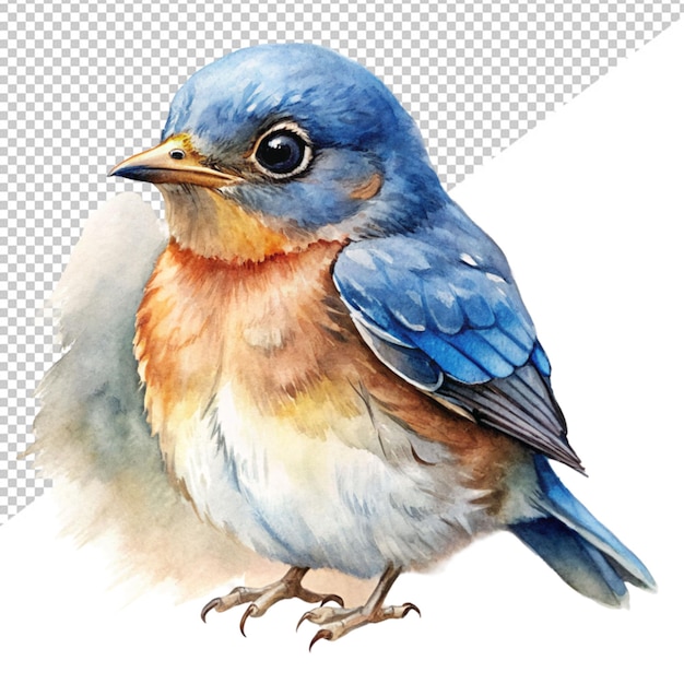 PSD boceto de color agua de un pájaro adorable en un fondo transparente