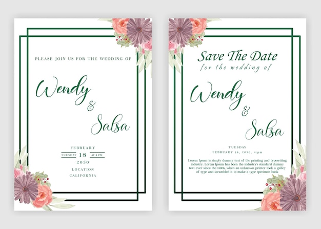 boda invination acuarela psd premium