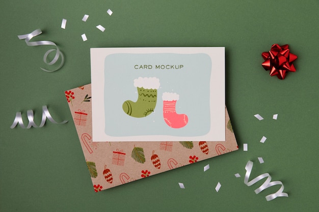 PSD bodegón navideño con diseño de maqueta de tarjeta de regalo