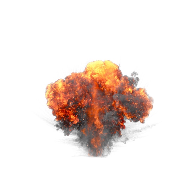 Bodenexplosion isolierter transparenter Hintergrund 3D-Rendering