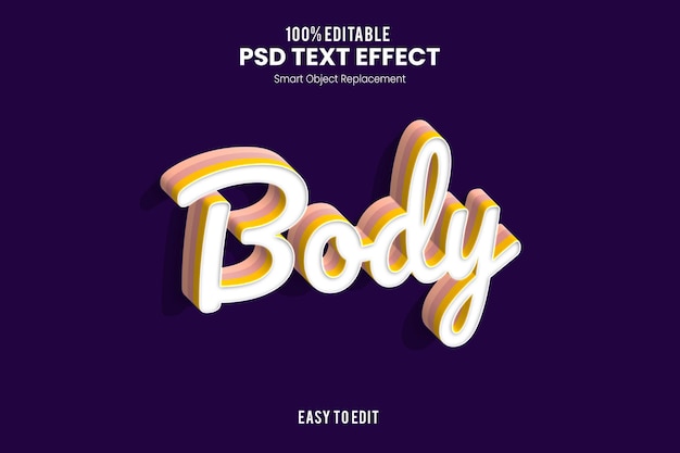 PSD body elegant fun e moderno efeito de texto 3d