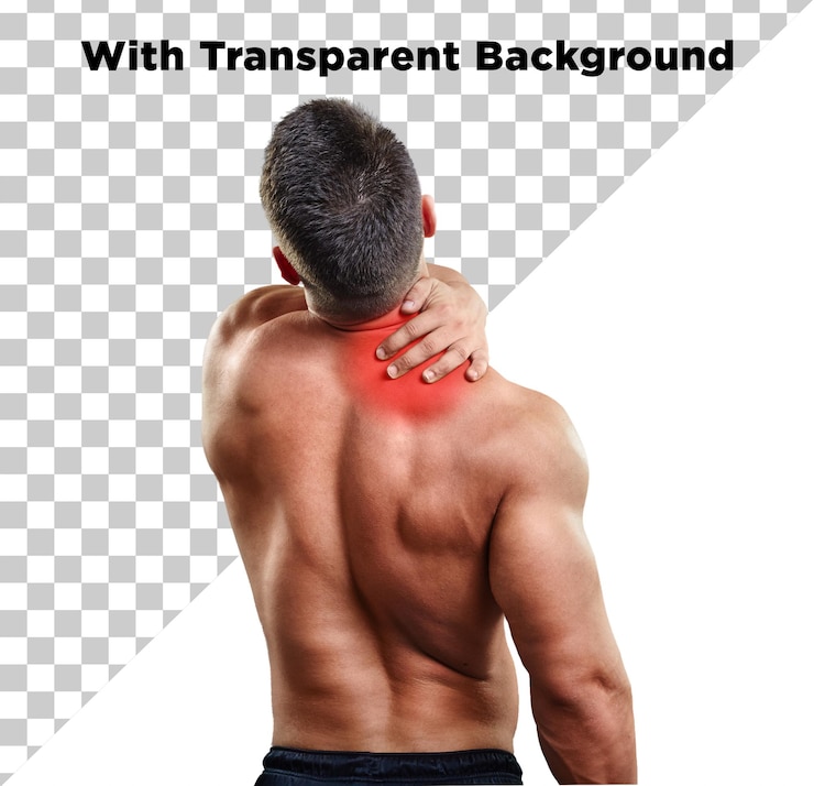PSD bodybuilder com dor no pescoço ou no ombro png psd isolado em fundo transparente