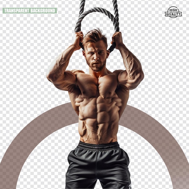 Bodybuilder Png avec la corde et l'exercice et le gymnase Arrière-plan transparent