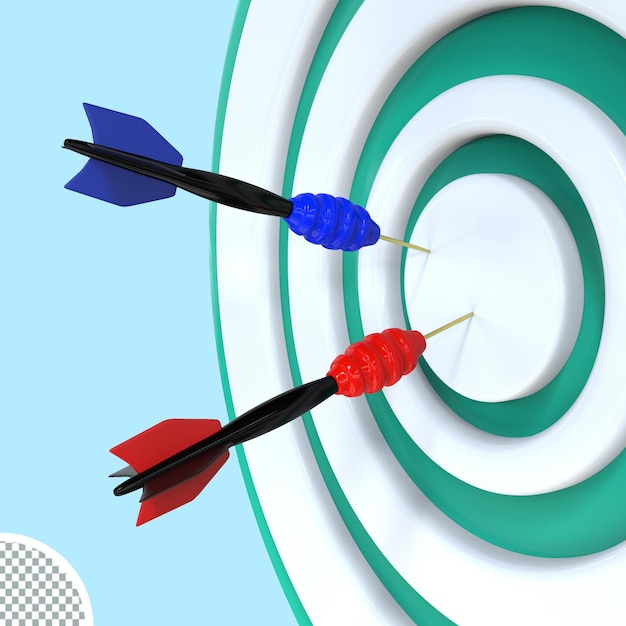 PSD bogenschießen ziel dartscheibe bullseye 3d-rendering isolierte illustration symbol