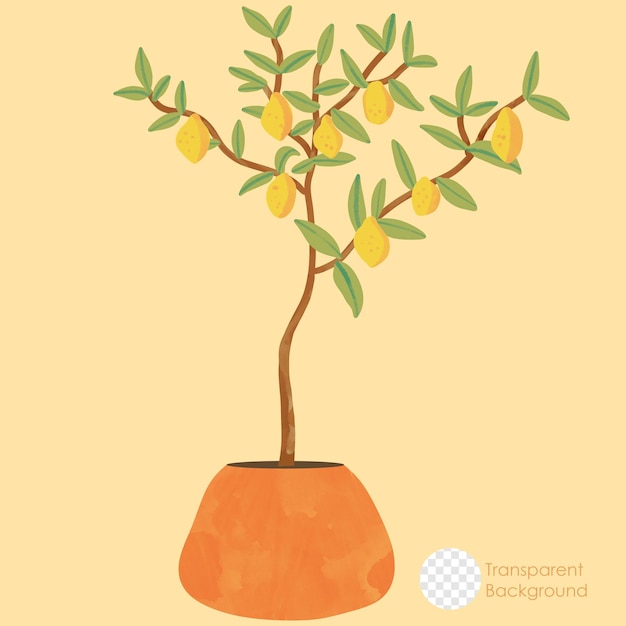 PSD bohemian lemon tree dans une illustration de pot