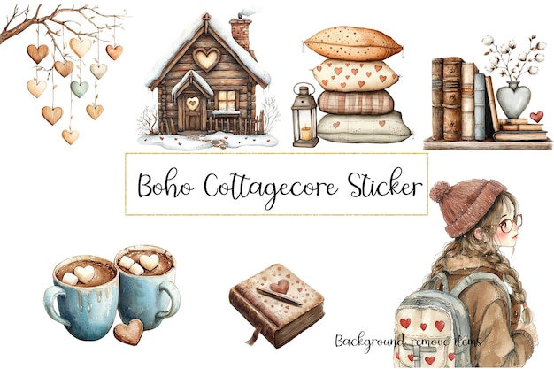 Boho Cottagecore Winter-Aufkleber